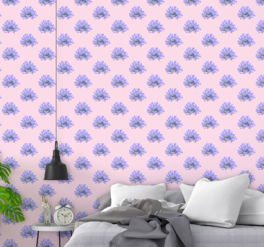 Papel pared estampado flores violetas - TenVinilo