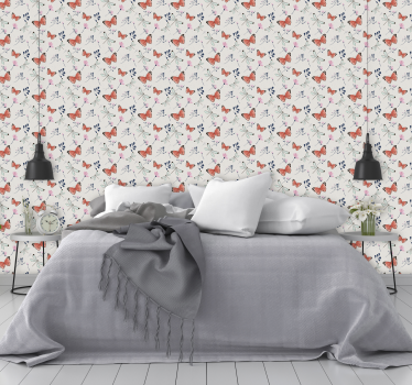 Papel pared flores y libélulas - TenVinilo