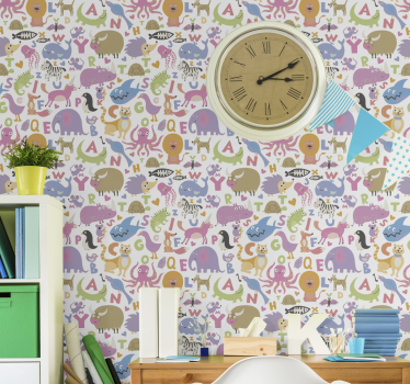 Papel pared infantil abecedario nórdico - TenVinilo