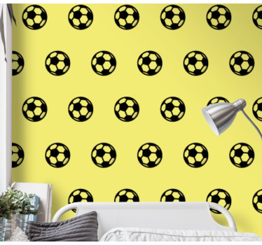 Papel pared infantil Globos de futbol amarillo - TenVinilo