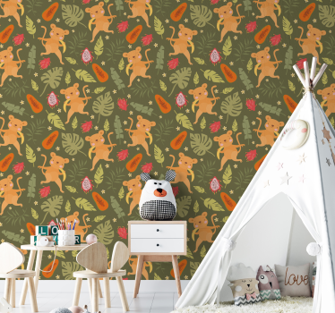 Papel pared infantil monos salvajes - TenVinilo