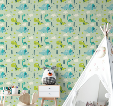 Papel pintado infantil parque de dinosaurios - TenVinilo