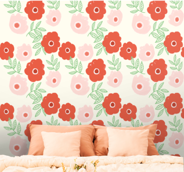 Papel pared infantil Patrón de flor de anémona - TenVinilo