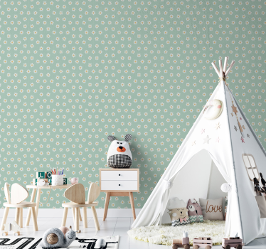 Papel pared infantil patrón de margaritas - TenVinilo