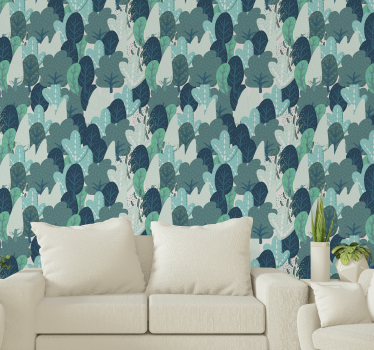 Papel pared naturaleza árboles dibujados - TenVinilo