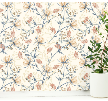 Papel pared naturaleza Estampado de flores vintage - TenVinilo
