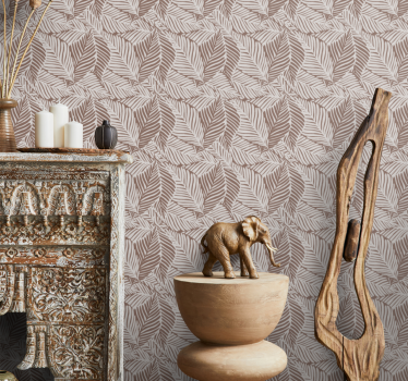 Papel pared naturaleza Hojas de terracota - TenVinilo