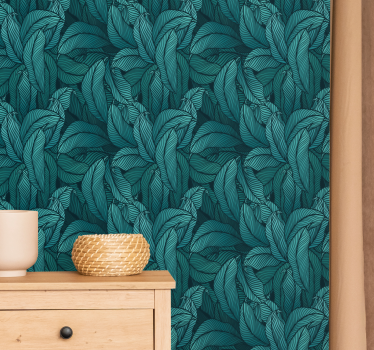 Papel pared naturaleza Hojas silvestres de color verde oscuro - TenVinilo