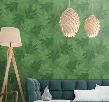 Papel pared naturaleza Hojas verdes patrón simple - TenVinilo
