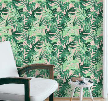 Papel pared naturaleza patrón hojas verdes - TenVinilo