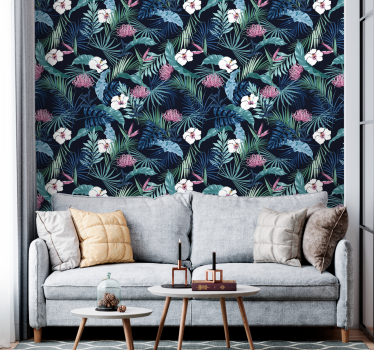 Papel pared naturaleza Plantas exóticas en hojas - TenVinilo