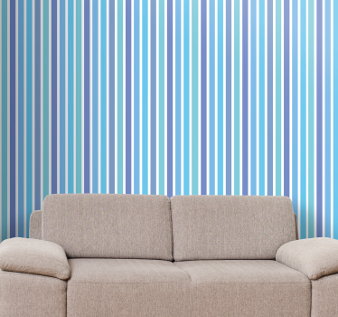 Papel pintado rayas verticales azules y verdes - TenVinilo