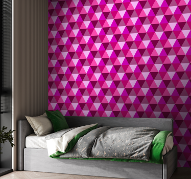 Papel pared rosa Fucsia geométrico - TenVinilo