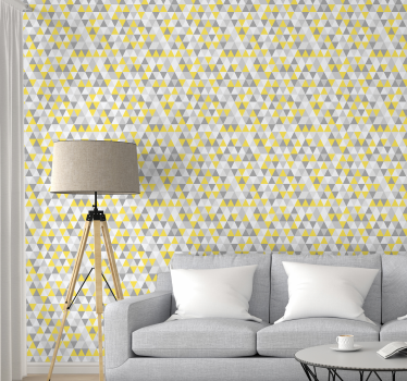 Papel pintado triángulos amarillos y grises - TenVinilo