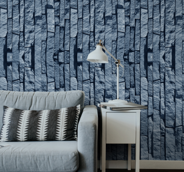 Papel pintado con textura azul piedra - TenVinilo