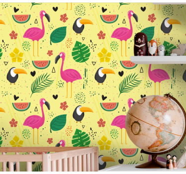 Papel pintado animales Lindos animales con plantas - TenVinilo