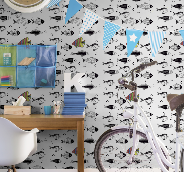 Papel pintado animales peces en contraflujo - TenVinilo