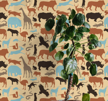 Papel pintado animales Silueta de animales de safari - TenVinilo