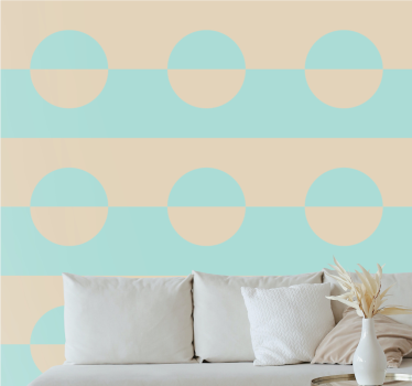 Papel pintado círculos Círculos azul claro y beige - TenVinilo