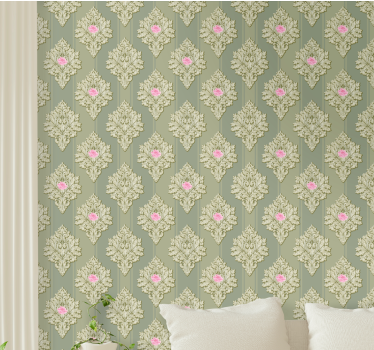 Papel pintado clásico Patrón vintage verde francés - TenVinilo