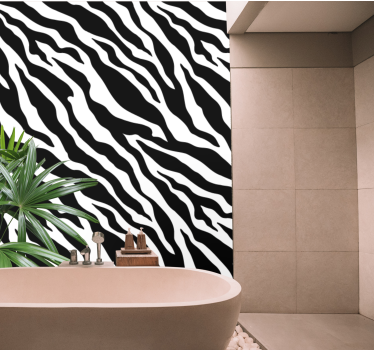 Papel pintado de cebra Cebra animal print blanco y negro - TenVinilo
