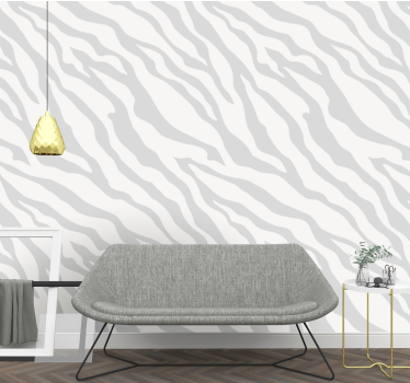 Papel pintado salón patrón cebra gris claro - TenVinilo
