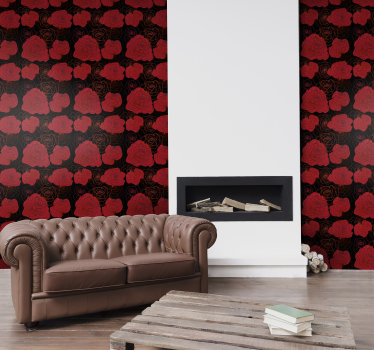 Papel pintado de flores conjunto de rosas - TenVinilo