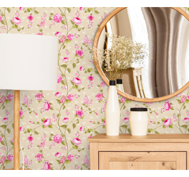 Papel pintado de flores Estampado de flores vintage - TenVinilo