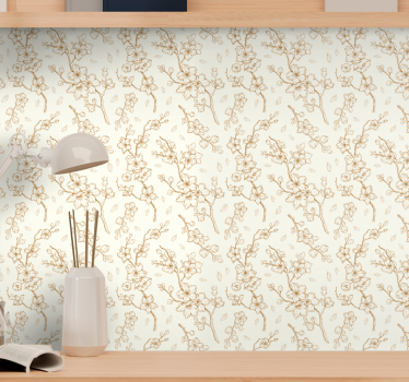 Papel pintado de flores Flor de crema flor de sakura - TenVinilo
