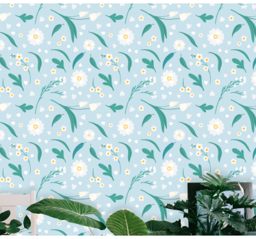 Papel pintado de flores Flores de margarita cayendo - TenVinilo