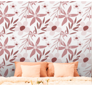Papel pintado de flores Flores de margarita rosa - TenVinilo