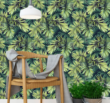 Papel pintado de flores Hojas verdes enormes - TenVinilo