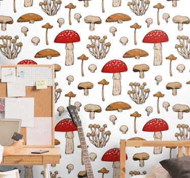 Papel pintado de flores Hongos amarillos y rojos - TenVinilo