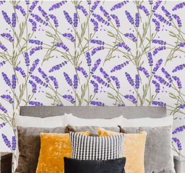 Papel pintado de flores Patrón de lavanda de estilo provenzal - TenVinilo