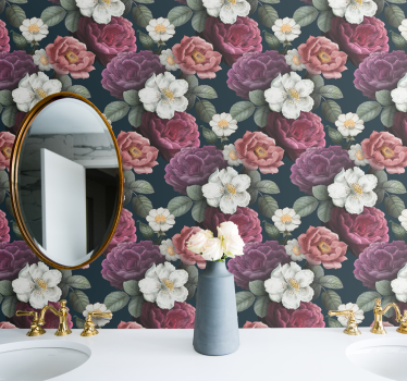 Papel pintado de flores Patrón de pétalos de flor blanca - TenVinilo