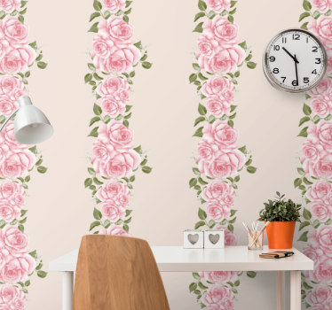 Papel pintado de flores Patrón de rosa vintage - TenVinilo