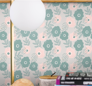 Papel pintado de flores Patrón floral aquarella rosa y azul - TenVinilo