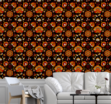 Papel pintado de flores Patrón floral eslavo - TenVinilo