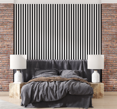 Papel pintado rayas verticales finas blanco y negro - TenVinilo