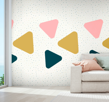 Papel pintado geométrico triángulos pastel - TenVinilo