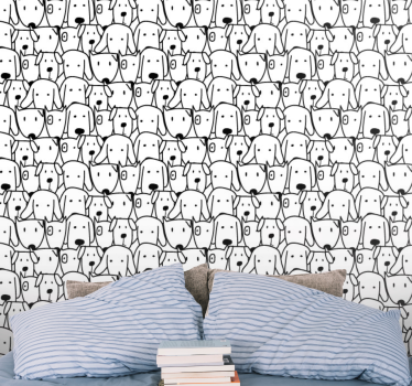 Papel pintado dormitorio Patrón de perros lindos - TenVinilo