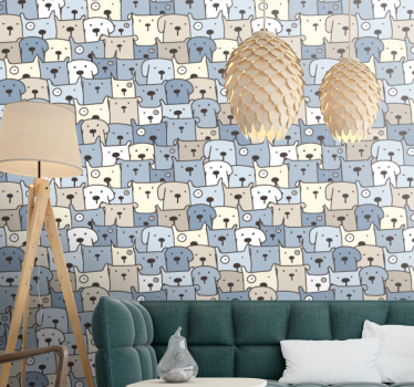 Papel pintado dormitorio Perros grises dibujados - TenVinilo