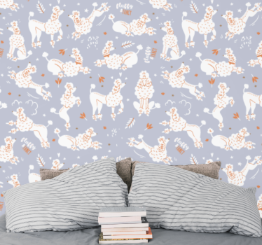Papel pintado dormitorio Princesa caniche rosa - TenVinilo