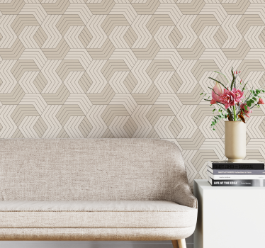 Papel pintado geométrico entrelazado beige - TenVinilo
