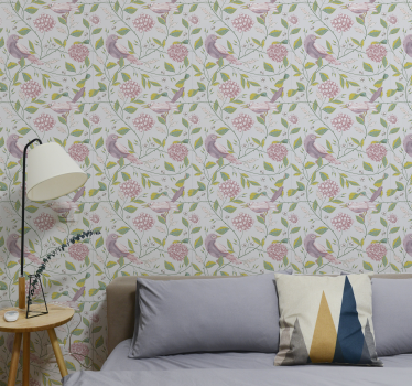 Papel pintado habitacion Pájaros en ramas - TenVinilo