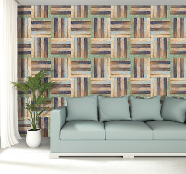 Papel pintado madera listones desgastados - TenVinilo