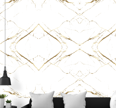 Papel pintado mármol dorado y blanco - TenVinilo