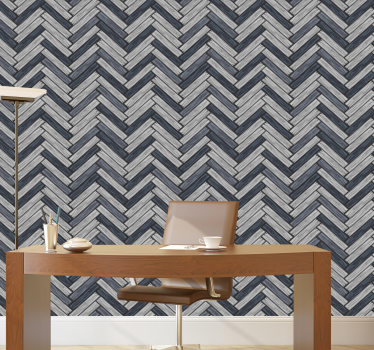 Papel pintado madera Madera gris chevron - TenVinilo