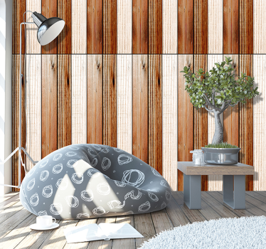 Papel pintado imitación madera natural y blanca - TenVinilo