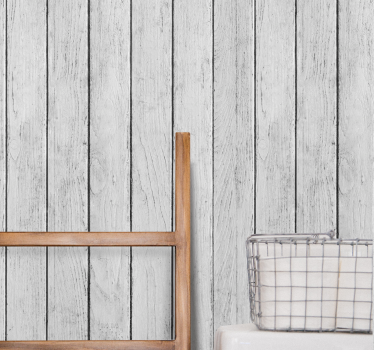 Papel pintado madera Tablones blancos estilo "japandi" - TenVinilo